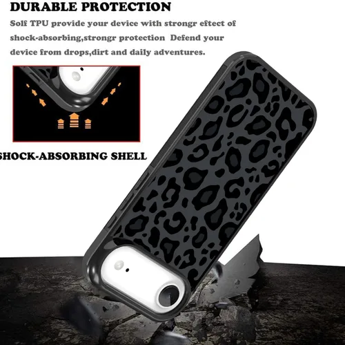 Vista 119 de KANGHAR - Funda compatible con iPhone 11, diseño de leopardo negro, textura de neumático antideslizante, a prueba de golpes, funda protectora