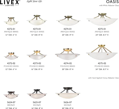 Vista 5 de Livex Lighting 4273-01 Oasis - Soporte de techo con 3 luces, latón antiguo