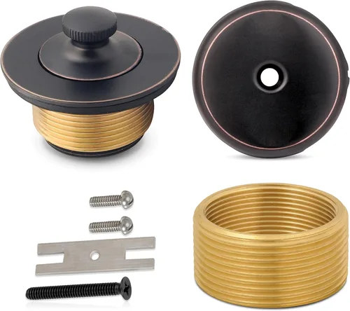 Vista 10 de Kit de drenaje y desbordamiento de bañera Lift & Turn - Conjunto universal de drenaje de bañera de latón con placa frontal de desbordamiento de un