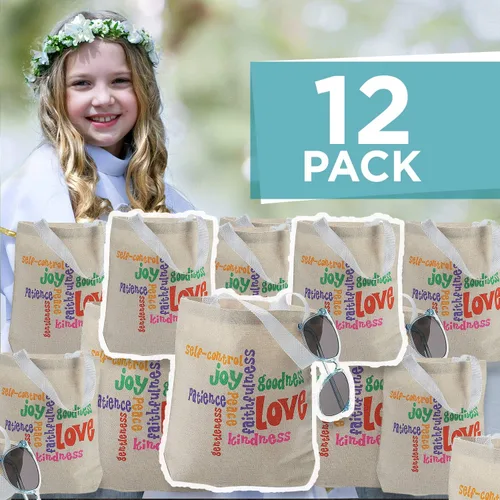 Vista 2 de Fun Express Fruit Of The Spirit - Bolsas de mano, juego de 12 bolsas de bienvenida para la iglesia, regalos y suministros religiosos, Varios