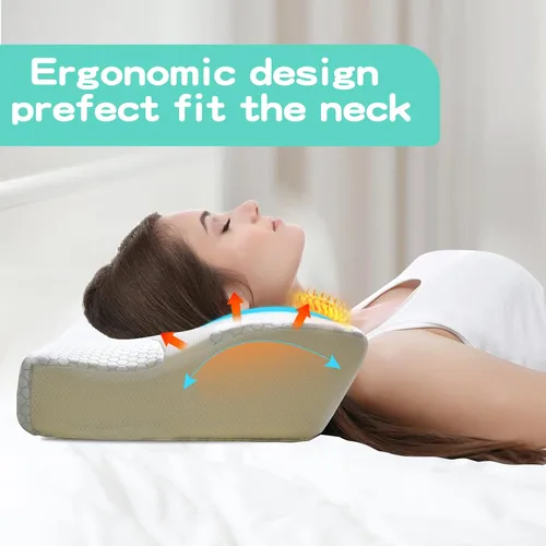 Vista 3 de Reidio Almohada cervical de apoyo cervical para dormir almohada de cama con funda de almohada de enfriamiento transpirable, almohada de espuma