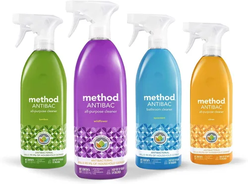 Vista 4 de method Spray limpiador multiusos, flores silvestres, 28 onzas líquidas, paquete de 8 Antibacterial Cleaner Kills 99.9% of Household Germs, Cleans