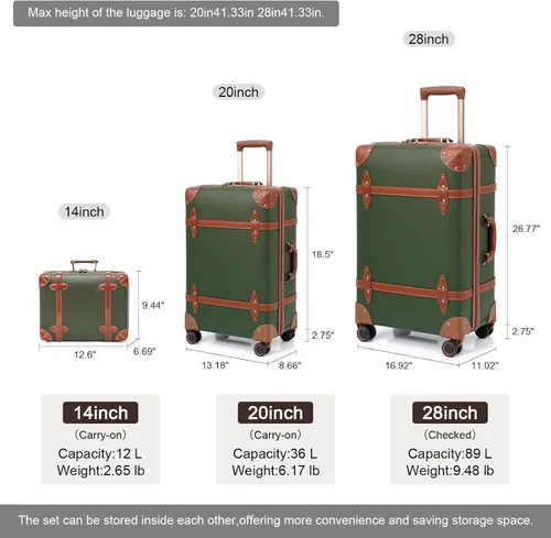 Vista 6 de NZBZ Juego de 2 piezas de equipaje vintage, maleta ligera con cerradura TSA y 8 ruedas, forro polar verde con licencia oficial de star wars silent