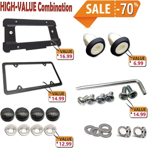 Vista 6 de Marco de soporte para matrícula trasera Aootf - Compatible con BMW Serie 1 a 6, soporte para etiqueta con tuercas de expansión enchufables y marco