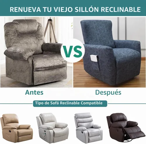 Vista 5 de NILUOH Funda Elástica para Sillón Reclinable de 4 Piezas Estampada, Fundas para Silla Lazy Boy, Funda para Sofá Reclinable Antideslizante, Protector