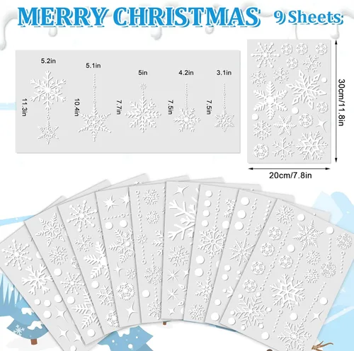 Vista 5 de AnyDesign Calcomanías de ventana de invierno con copos de nieve blancos, 215 unidades, calcomanías de ventana de doble cara para Navidad, invierno