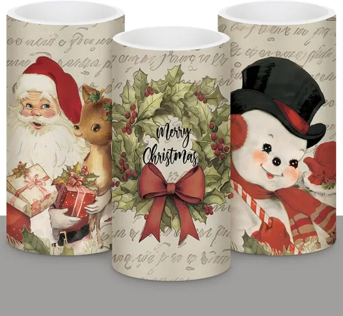 Vista 11 de Retisee 3 piezas de velas de Navidad sin llama estilo granja con control remoto, velas LED operadas a batería estilo rústico, decoración de Navidad