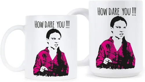Vista 2 de We Got Good Greta Thunberg - Taza con texto en inglés «How Dare You Climate Change»