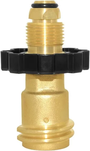 Vista 5 de Joywayus Adaptador universal de tanque de propano que convierte POL a QCC1 / Tipo 1, dispositivo de seguridad de control de válvula de latón