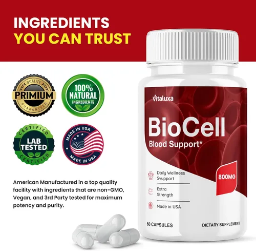 Vista 4 de Bio Cell Suplemento de apoyo a la salud sanguínea Bio Cell Cápsulas BioCell Vitamina Formulación Avanzada Píldoras de Circulación Natural