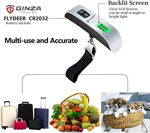 Vista 3 de GinzaTravel Báscula electrónica de equipaje de 110 libras de alta precisión para viajes, básculas colgantes digitales de 110.2 lbs