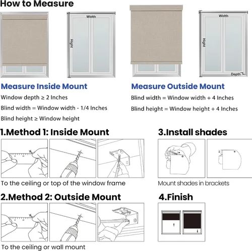 Vista 9 de Persianas enrollables opacas para ventanas sin cordón, persianas enrollables de tela de lino para oscurecer la habitación, con cenefa de casete