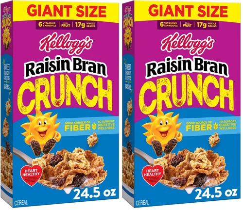 Vista 10 de Kellogg's Raisin Bran Crunch Breakfast Cereal, Good Source of Fiber, Giant Size, 24.5 oz