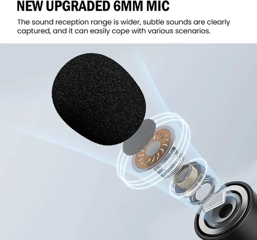 Vista 4 de Paquete de 2 mini micrófonos inalámbricos Lavalier para iPhone, Android, cancelación activa de ruido, micrófono magnético de solapa para TikTok