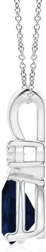 Vista 103 de Angara Colgante de lágrima de zafiro azul natural con diamante en plata/oro macizo de 14 quilates/platino Cumpleaños, compromiso, aniversario
