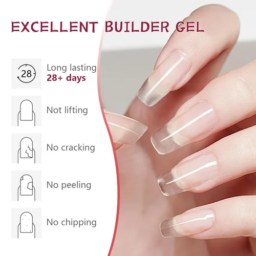 Vista 6 de JODSONE Uñas de gel constructor de 0.5 fl oz para fortalecedor de uñas transparente, extensión de uñas, gel duro de larga duración, altos efectos
