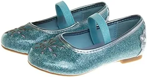 Vista 4 de Disney Frozen Elsa Minnie Mouse - Zapatos planos Mary Jane para niñas, disfraz de princesa de personaje de gelatina para niños, ballet, bailarina