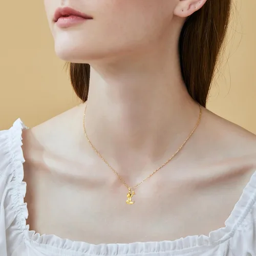 Vista 6 de Collar de oro real de 14 quilates, delicado regalo de joyería de verano para mujeres, amantes, San Valentín, Navidad, regalos del día de la madre