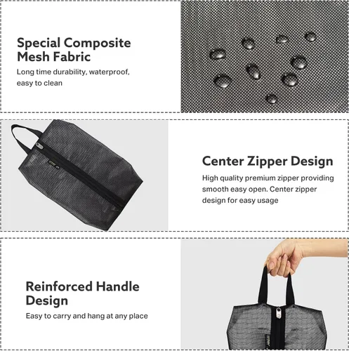 Vista 4 de Luvsusu Bolsas de zapatos esenciales de viaje, resistentes al agua, para hombres y mujeres, organizador portátil de almacenamiento de zapatos