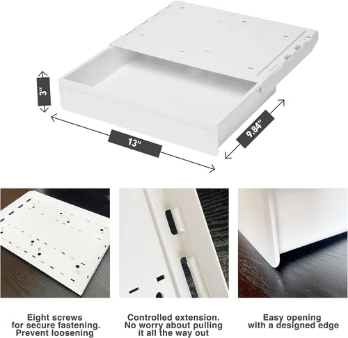 Vista 6 de Cajón debajo del escritorio, súper grande para debajo de la mesa, accesorios de escritorio y organizadores de espacio de trabajo, organizador
