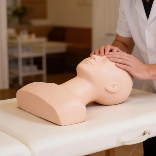 Vista 2 de Cabeza de maniquí de práctica de maquillaje, cabeza de práctica de tacto suave, modelo de práctica de micro cuchilla, para pestañas, injerto