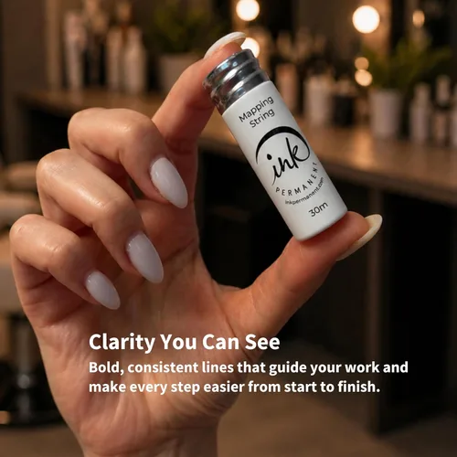Vista 4 de Cadena de mapeo de cejas blanca preentintada de Ink Permanent [Botellas de 30 m - 100 pies] Cadena preentintada para maquillaje permanente