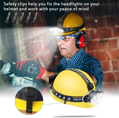 Vista 7 de Linterna frontal recargable, linterna frontal LED de 8 LED 18000 lúmenes 8 modos con luces blancas y rojas cable USB, lámpara de cabeza impermeable