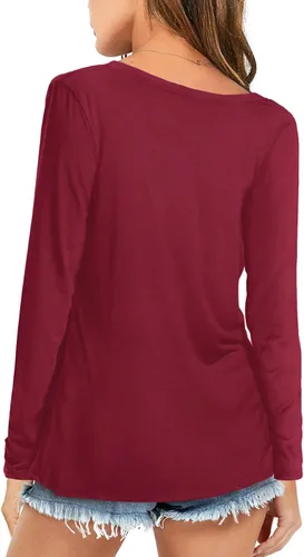Vista 2 de Amoretu Womens Long Sleeve Tops Casual V Neck T Shirts Loose Fit