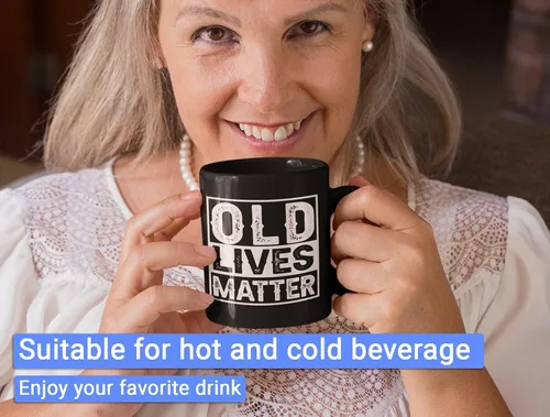 Vista 5 de Old Lives Matter - Taza de café de 11 onzas, regalo para hombres mayores, regalo para personas mayores, regalo divertido para abuelos mayores, Día