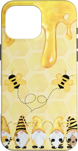 Vista 19 de Carcasa divertida para iPhone 16 con diseño de gnomos de abejorros para Halloween