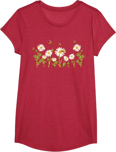Vista 45 de Marguerites Daisy - Camiseta de verano con margaritas de jardín de flores, Negro, S