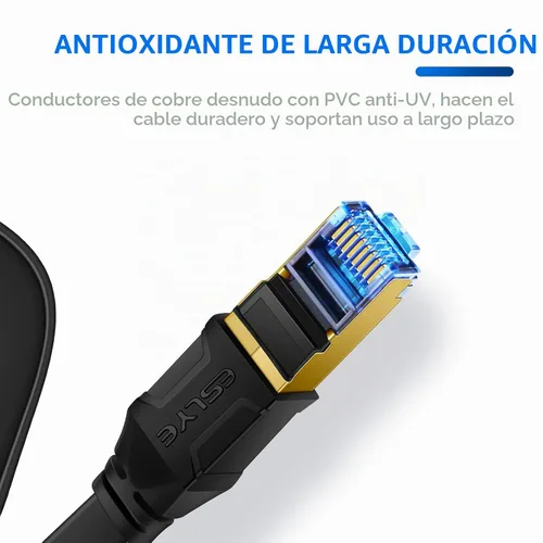 Vista 3 de Cable Ethernet CAT 8, cable de conexión de red LAN de Internet plano de alta velocidad para PS5, Xbox, módem