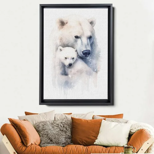 Vista 6 de Fox Mother Cub Print, In The Style Of Stencil-Based, Ivory, Kids Wall Art, Kids Wall Art Display, Mom And Baby Animal Art Print
