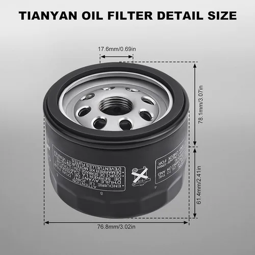 Vista 2 de TIANYAN 12 050 01-S Filtro de aceite de repuesto para motor de cortacésped Kohler KH-12-050-01-S KH-12-050-08, YTH20K46 AM125424 Cub Cadet, Troy