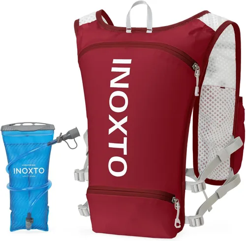 Vista 10 de INOXTO Running Hydration Vest Backpack,Lightweight Insulated Pack with 1.5L Water Bladder Bag Daypack for Hiking Trail Running Cycling Race Marathon
