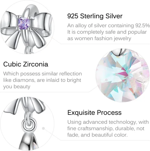 Vista 5 de ZQA Dijes de cristal de Murano de corazón de mariposa para pulsera plata de ley 925 cuentas de tapón de cristal de oro rosa dijes espaciadores