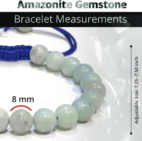 Vista 60 de Adjustable Crystal Bracelet – Gemstone Bead Bracelet with Adjustable Macrame String – Chic Gemstone Bracelet for Men and Women – 8mm Round Healing