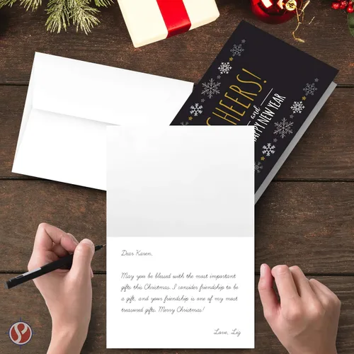 Vista 4 de Tarjetas de felicitación de Año Nuevo 2026 – Navidad negra y dorada, Año Nuevo, saludos festivos, invitaciones, agradecimientos, regalos y regalos