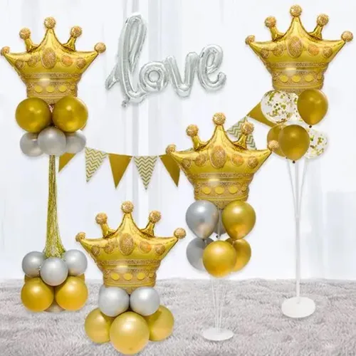 Vista 4 de 8 globos de papel de aluminio con corona dorada, decoraciones para fiestas, bodas, despedidas de soltera, matrimonios, compromisos