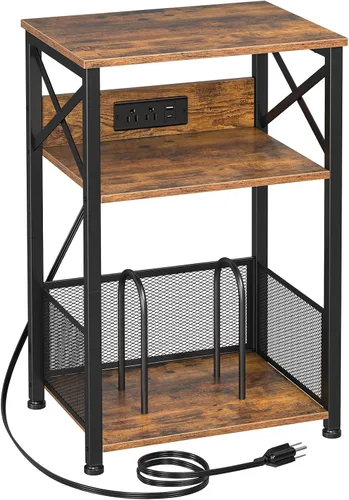 Vista 9 de AMHANCIBLE HETCD01BK-1 - Soporte para tocadiscos con estación de carga, soporte para tocadiscos con armario de almacenamiento, mesa auxiliar de 3