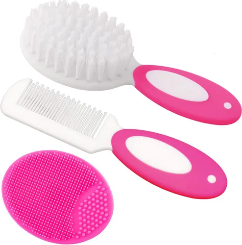 Vista 7 de Cepillo para cabello de bebé, cepillo para costra láctea, peine para cabello de bebé, set de cepillo y peine para cabello de bebé para recién