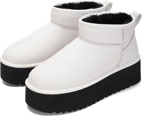 Vista 16 de Project Cloud - Botines de piel 100% auténtica para mujer, botas de plataforma Castaño