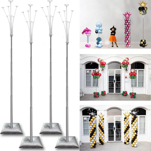 Vista 7 de Decojoy Kit de Soporte de Columna para Globos Juego de 2, Conjuntos de Portadores de Globos 2EN1 Soporte de Arco de Globos para Piso, Torre Pilar