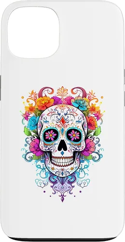 Vista 7 de Halloween Sugar Skull Flower Calavera Dia De Los Muertos Case for iPhone 17
