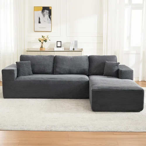 Vista 9 de Sofá modular Cloud de 106 pulgadas con diván en forma de L, moderno sofá modular sin hueso con asiento profundo, sofás tapizados para sala de estar