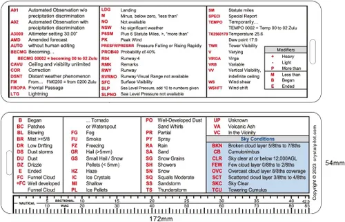 Vista 2 de Crystal Pilot Plotter giratorio XP1 para planificación de vuelo VFR (XP1 + Guía de referencia Metar)