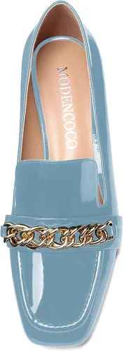 Vista 3 de MODENCOCO Zapatos de tacón bajo y grueso para mujer, con punta cuadrada, de 1.5 pulgadas