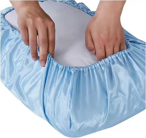 Vista 4 de YFlifangting - 2 fundas de almohada de seda gris con memoria y satén, tamaño Queen y King, funda de almohada elástica de seda satinada de color liso