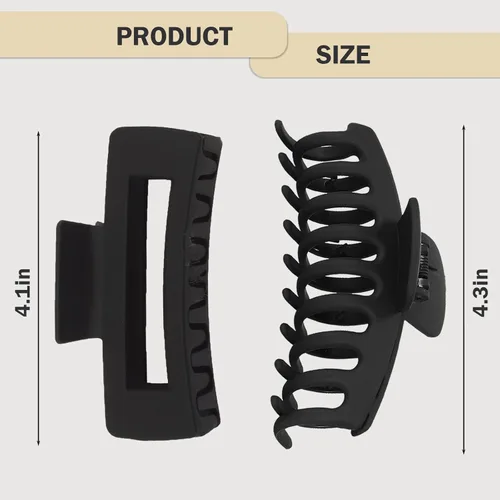 Vista 2 de Paquete de 6 pinzas para el cabello de 4 pulgadas para cabello grueso, pinzas de pelo mate grandes para mujeres, pinzas de plátano de sujeción fuerte