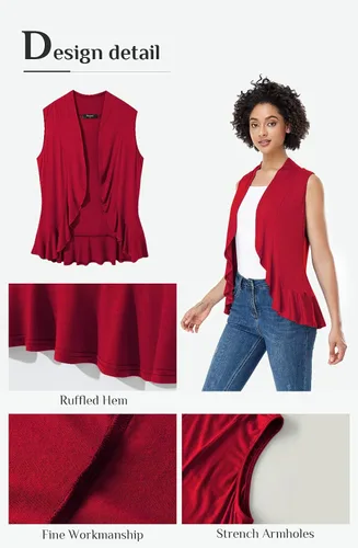 Vista 6 de Xeoxarel Cárdigan sin mangas para mujer con frente abierto (S-3XL)